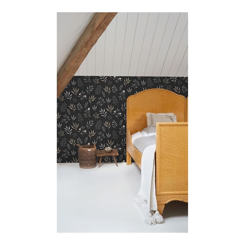 ESTA Home Cynara Charcoal Scandinavian Floral Wallpaper - 20.9 x 396 x 0.025