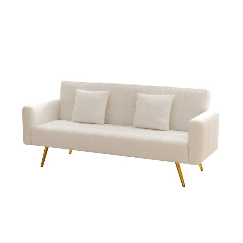 71.26" Teddy Velvet Three-Seater Sofa Bed,Beige
