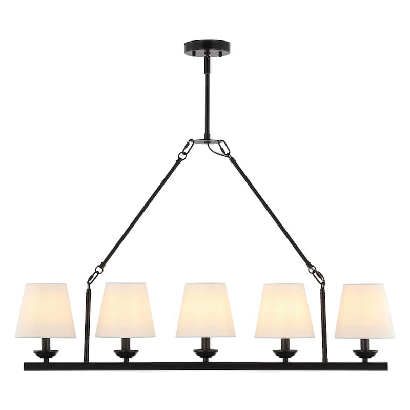 SAFAVIEH Lighting Joellyn 38" Modern & Contemporary Chandelier (5-Bulb) - 38" W x 6" D x 64" H - Black/White