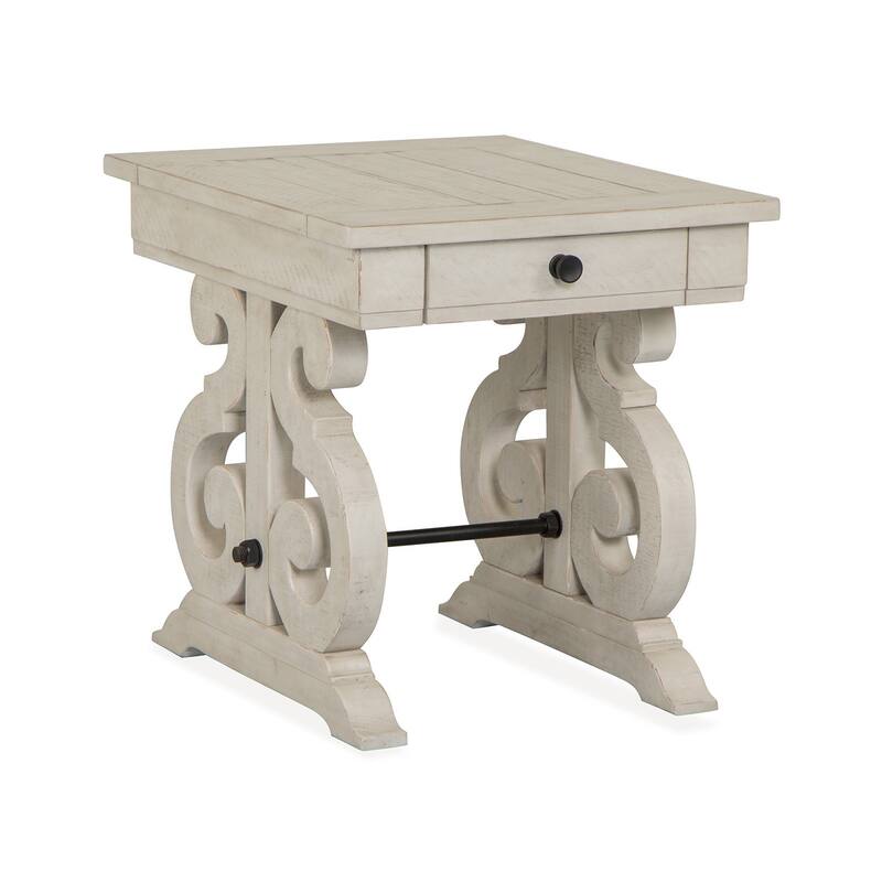 Magnussen Home Bronwyn Alabaster Rectangular End Table - 22''W x 26''D x 24''H - 22''W x 26''D x 24''H