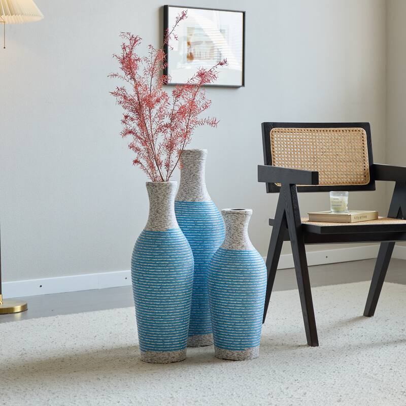 Desktop Vase, Brown Decorative Floor Vase, High Independent Flower Stand, Artificial Vine Vase, PVC Floor Vase, Set of 3
