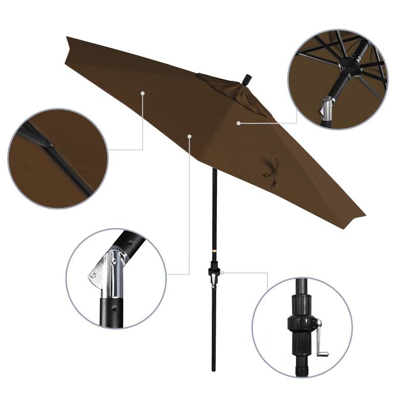 California Umbrella 9' Rd. Aluminum Patio Umbrella, Deluxe Crank Lift with Collar Tilt, Black Frame Finish, Pacifica Fabric