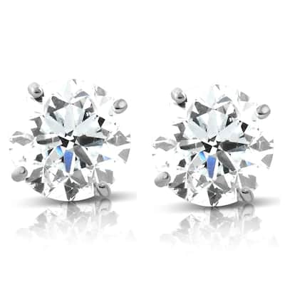 1.70 cttw White Round Cut Studs Earrings Screw Back