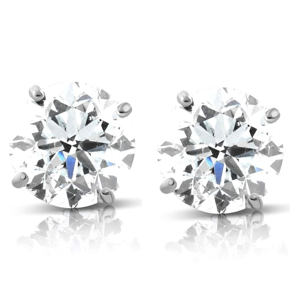 Bliss Diamond 1.70 cttw White Round Cut Studs Earrings Screw Back