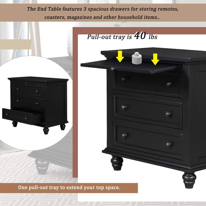 3-Drawer Storage Wood Cabinet,