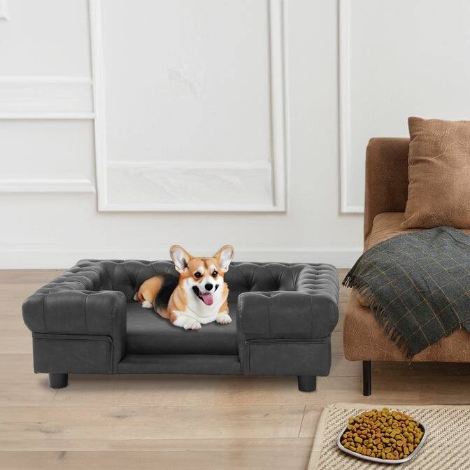 MCombo Pet Sofa Bed with Small Stairs, Faux Leather 6321 - 38.2" x 30.3"