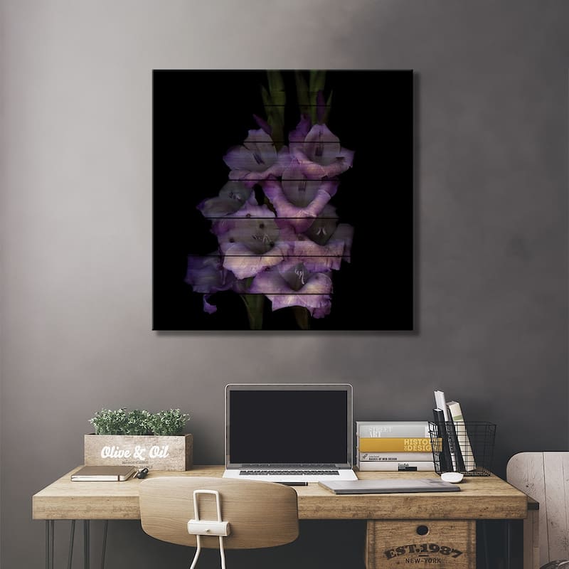 Gladiolus Purple III Print On Wood by Magda Indigo - Multi-Color