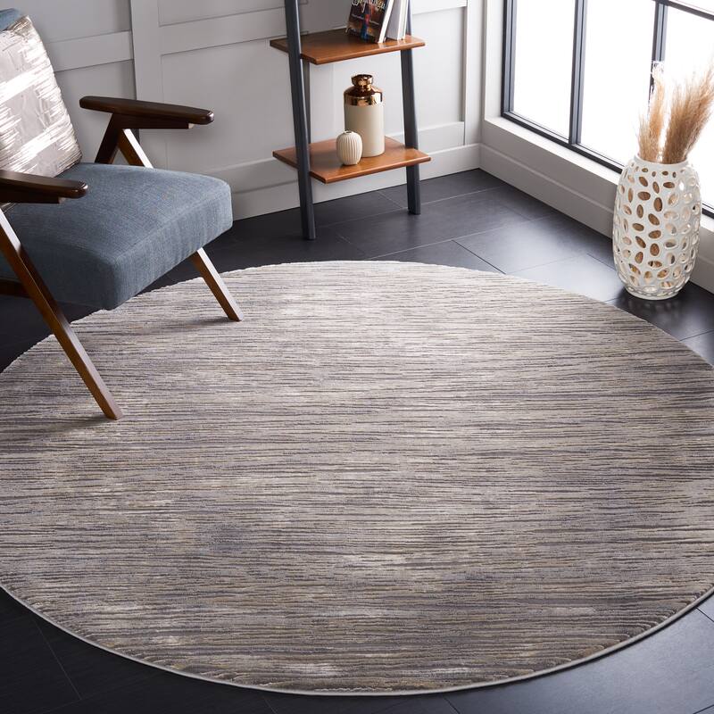 SAFAVIEH Meadow Helyn Modern Abstract Rug - 6'7" Round - Ivory/Grey