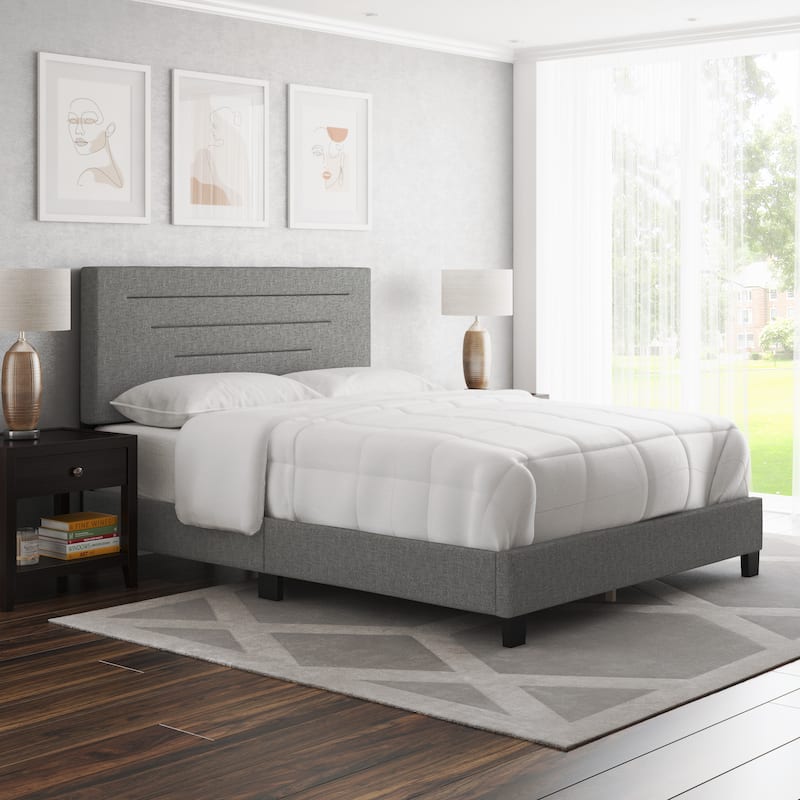 Boyd Sleep Cordoba Upholstered Linen Bed Frame - Grey - Twin