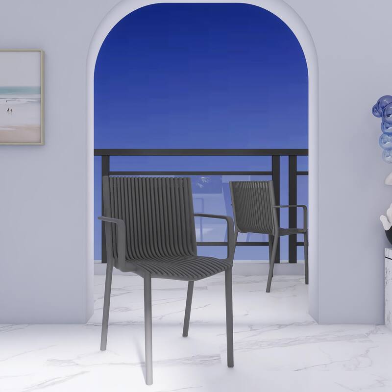 BNK Modern Polypropylene Stackable Armchair, Indoor/Outdoor Use (Set of 4)