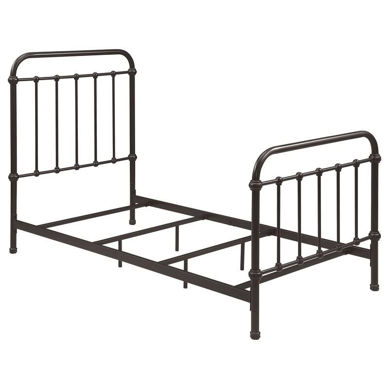 Dark Bronze Metal Farmhouse Bed with Vertical Spindle Design and Sturdy Powder-Coated Frame