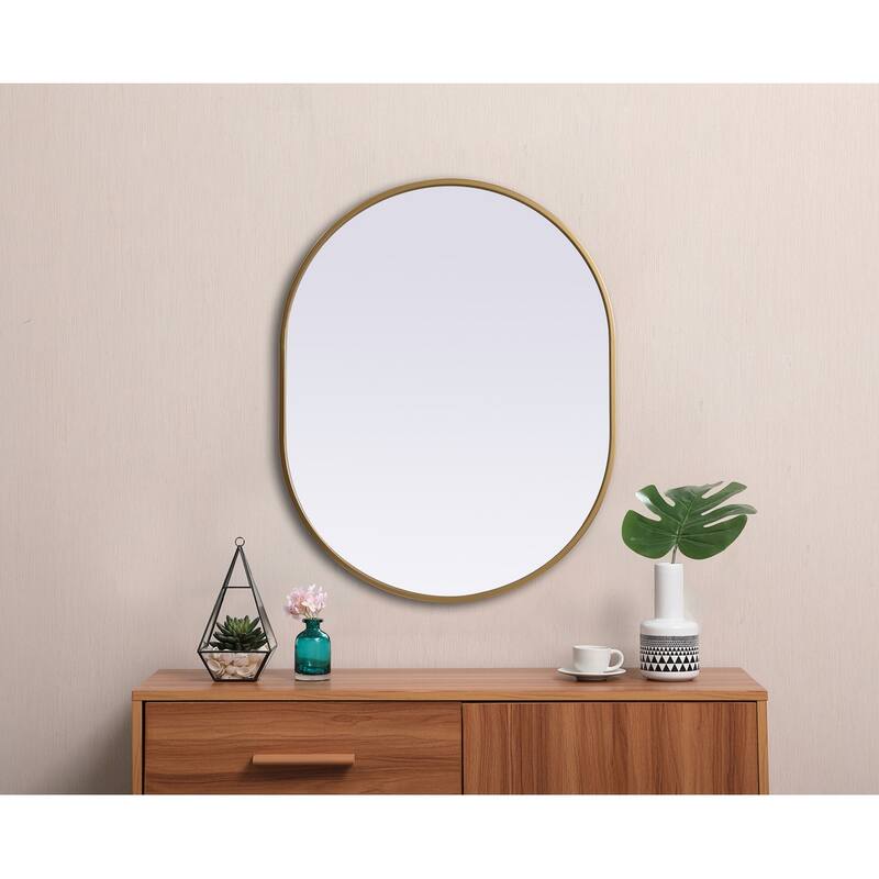 Indigo Home Metal Frame Oval Mirror 24x30 Inch