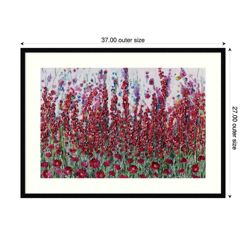 Light Pink Garden by Donatella Marraoni Wood Framed Wall Art Print - Svelte Noir Black - Wood - 37 x 27 in - Black