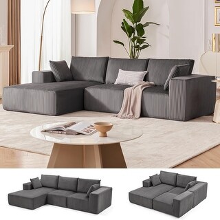 108" Modular Cloud Sectional Sofa - Deep Seat L-Shape Couch with Chaise ...