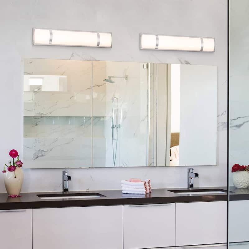 Brushed Nickel Modern/Contemporary LED Vanity Light Bar - 24"W