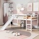 preview thumbnail 1 of 13, Twin Size Loft Bed with Slide and Ladder , Solid Wood Construction for Stability and Style White