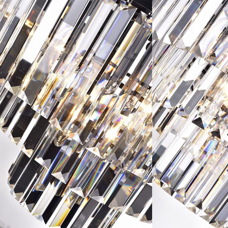 6-Light Luxury Modern 3-Tier Crystal Chandelier - Black