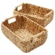 preview thumbnail 38 of 45, Hyacinth Seagrass Oval Storage Baskets with Wooden Handles Woven Bins
