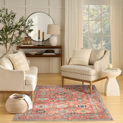 Nourison Vintage Washables Indoor only Red Persian Area Rug