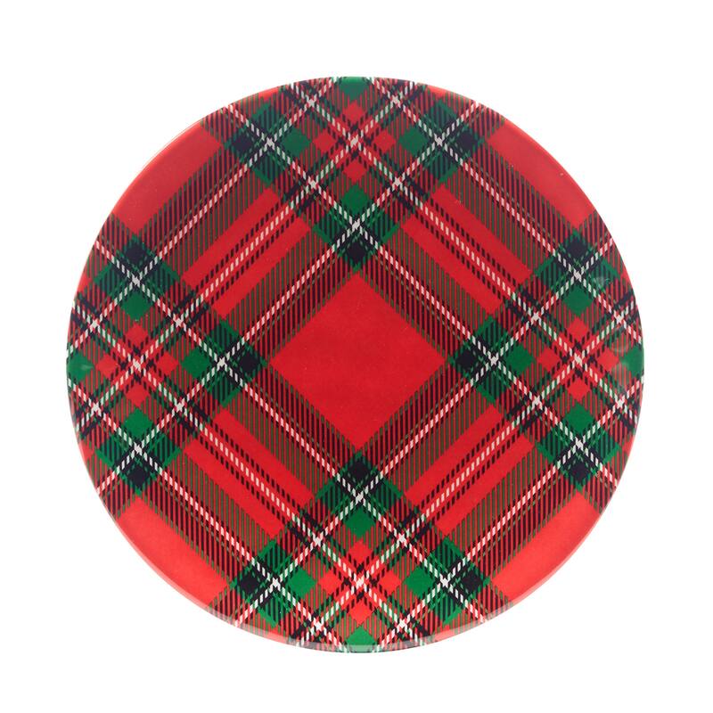 Certified International Christmas Plaid Melamine 9" Salad/Dessert Plates, Set of 6 - 9-inch