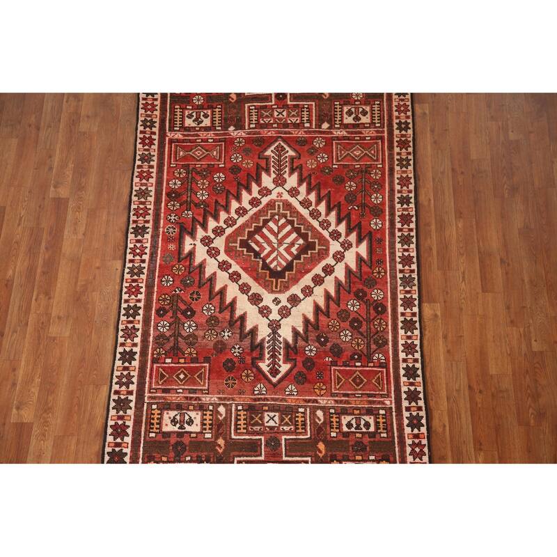 Tribal Qashqai Persian Vintage Area Rug Handmade Wool Carpet - 4'0"x 7'2"