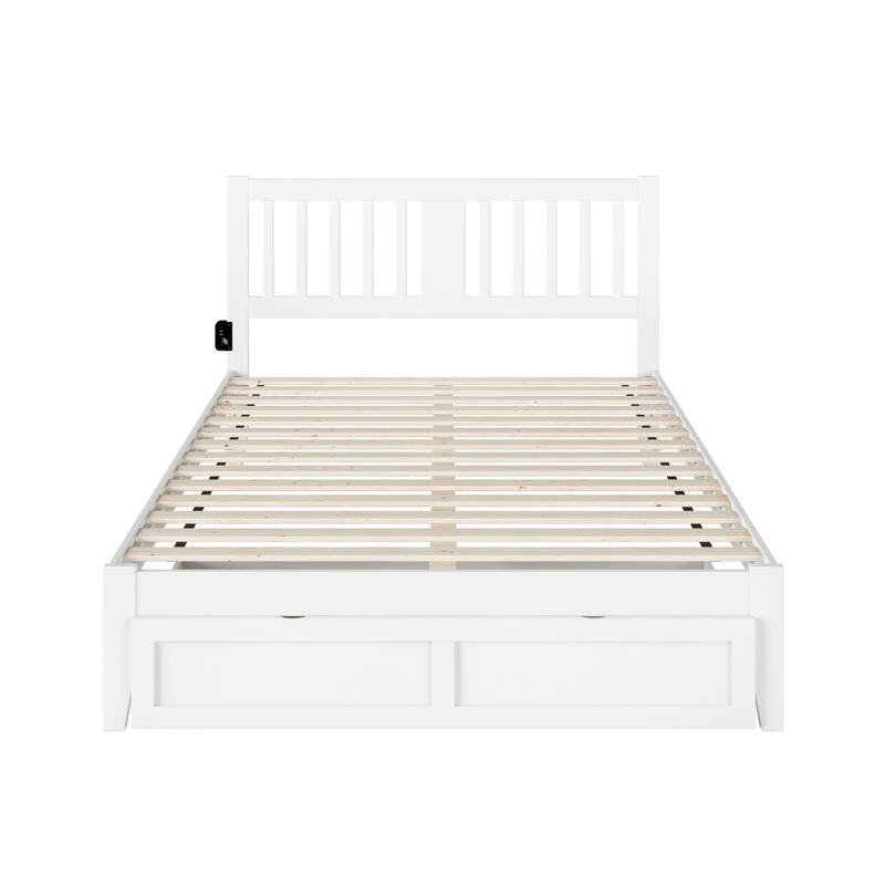 Bed with Foot Drawer & USB Charger - Grey - 80x60x38 - Storage Bed