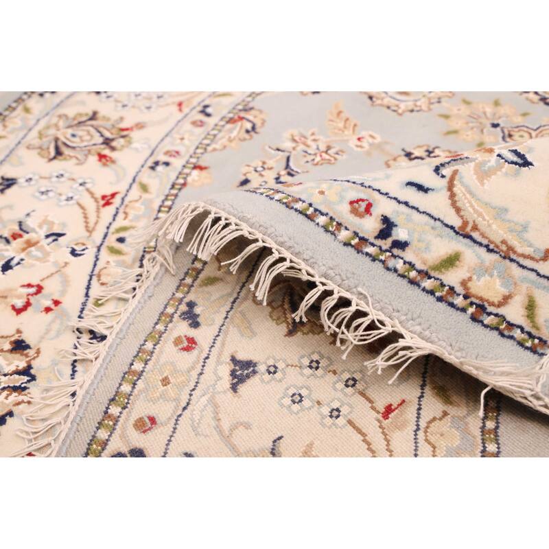 ECARPETGALLERY Hand-knotted Nain Grey Silk, Wool Rug - 5'2 x 5'2