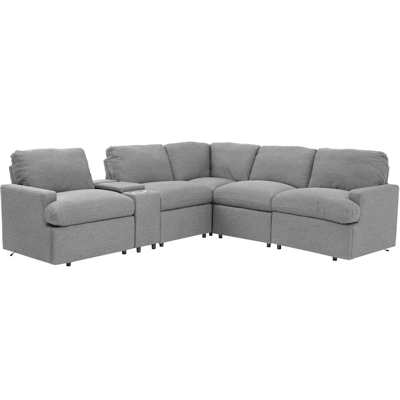 Roomfitters Power Recliner Corner Sofa with Storage Box, Cup Holders, USB Ports, and Power Socket, Perfect for Home Theater
