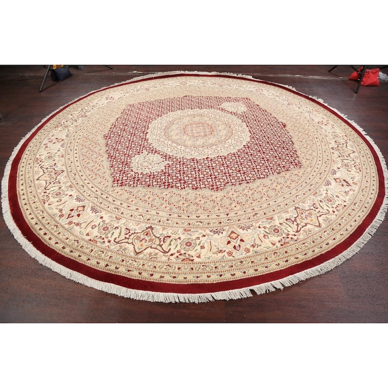 Wool/ Silk Vegetable Dye Oriental Tabriz Mahi Area Rug Handmade Carpet - 10'0" x 10'2" Round