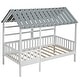 preview thumbnail 6 of 12, Wood Twin Size House Bed with Roof, Guardrail, and 2-Tier Storage Shelves, Sturdy Pine Frame, Easy Assembly, White