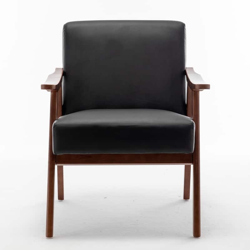 Extra-Thick Backrest Accent Chair with Solid Wood Frame