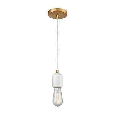 Exposed Bulb One Light Pendant - Bare Bulb Pendant Light with Plain Socket Antique Gold Leaf Finish