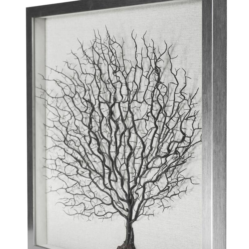 HUJI Silver Withered Tree Shadow Box Wall Decor