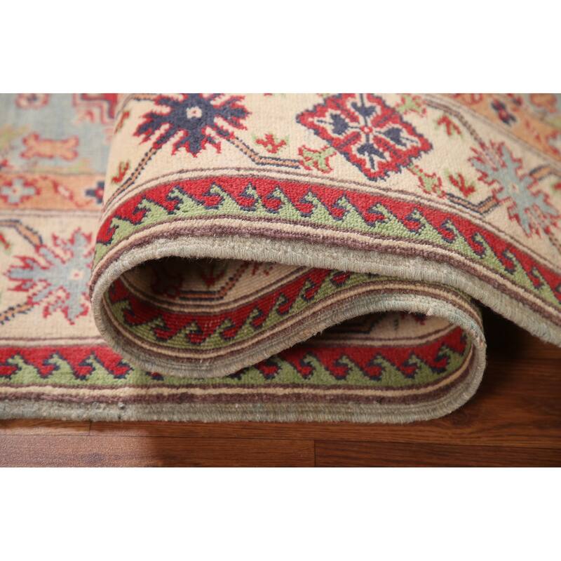 Light Blue Kazak Rug Hand-Knotted Wool Carpet - 4'11" x 6'6"