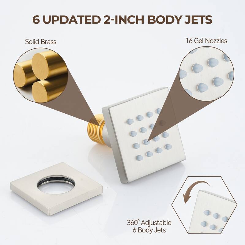 Pressure-Balanced 3-Spray 12 in. Wall Mount Shower System with Handheld Shower Head and 6 Body Jets - 12" x 12"