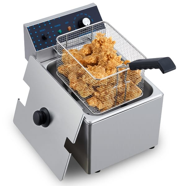 slide 2 of 5, 8L Electric Countertop Deep Fryer with Basket - N/A Silver