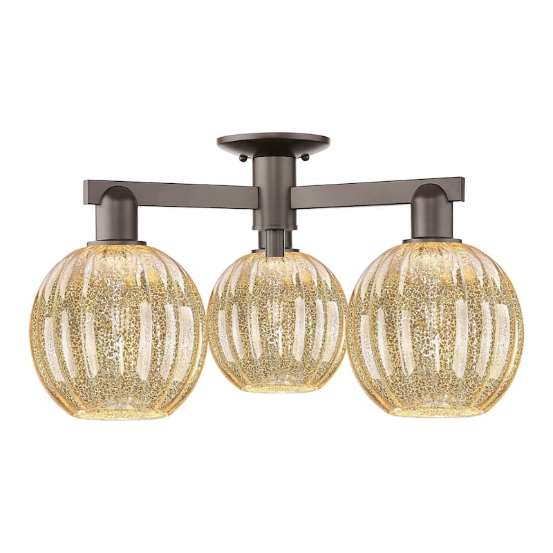 Innovations Lighting 716-3F-12-25 Preston Semi-Flush Preston 3 Light - Oil Rubbed Bronze / Mercury
