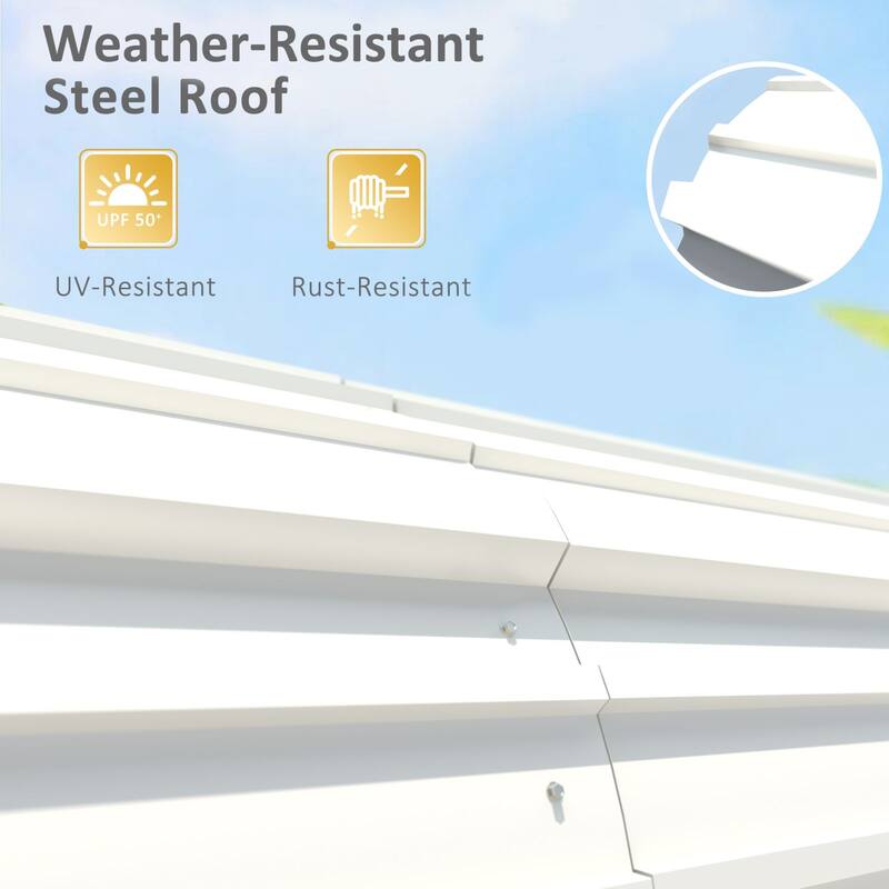 VEIKOUS Metal Carport, Heavy Duty Steel Carport Garage and Shelter, White