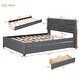 preview thumbnail 32 of 30, Linen Fabric Platform Bed with Brick Pattern Headboard, with Twin Trundle and 2 Drawers, Full Size