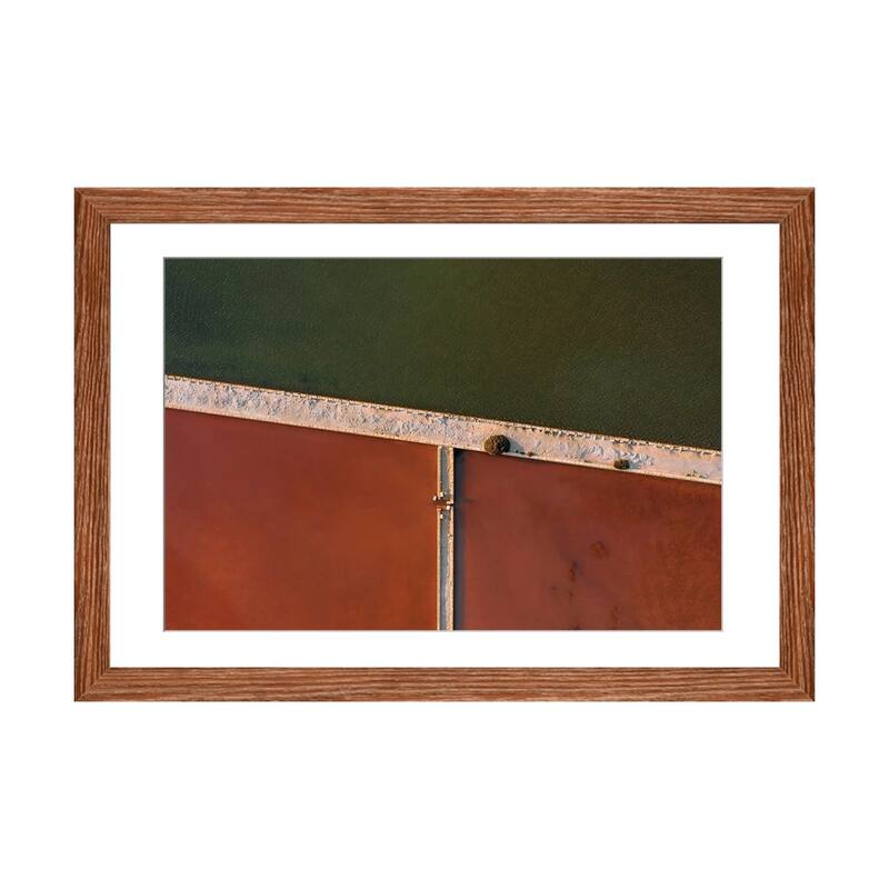 iCanvas "Abstract Minimal And Texture Rich Red And Green Salt Farm From Above" by Michael Schauer PFA - Walnut - 16x24x1