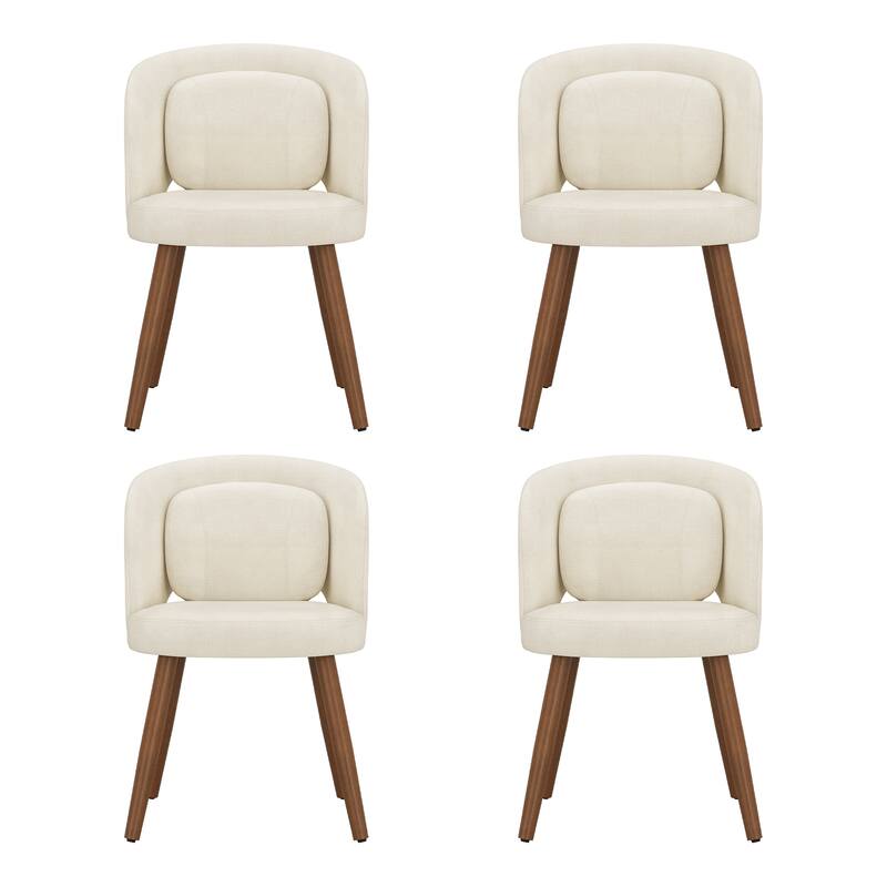 Upholstered Dining Chairs with Back Set of 2/4/6，Linen Dining Room Chairs with Lumbar Pillow for Dining Room, Beige