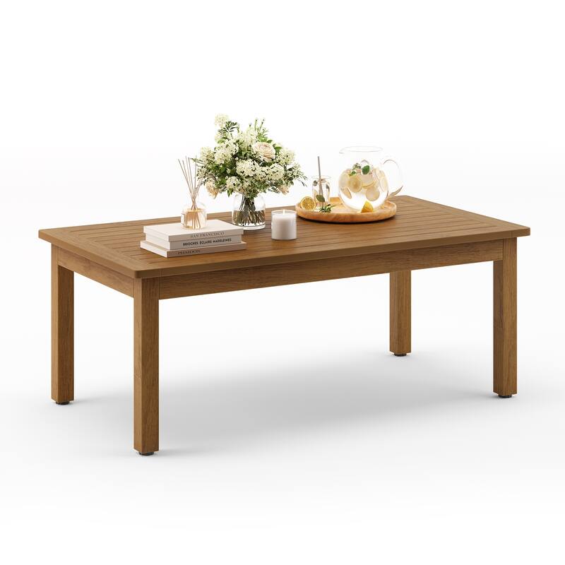 Outdoor HDPS Coffee Table With Fine Straight Texture - 44.1" W X 23.6" D X 17.3" H