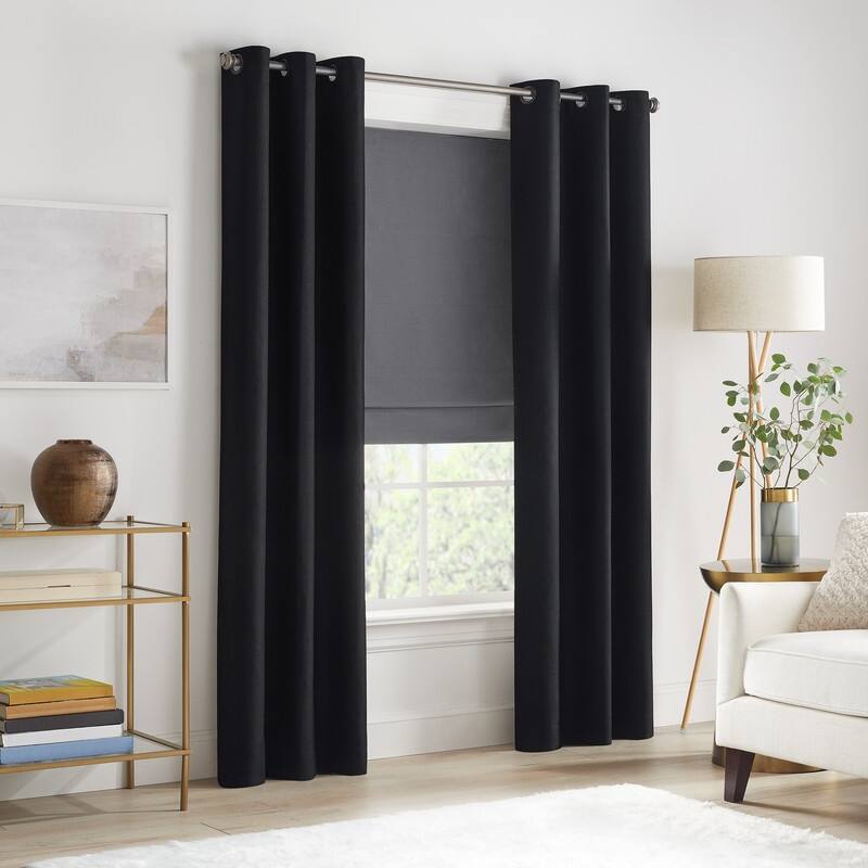 Eclipse Dillan Linen-Like Textured Solid 100% Total Blackout Cordless Roman Shade