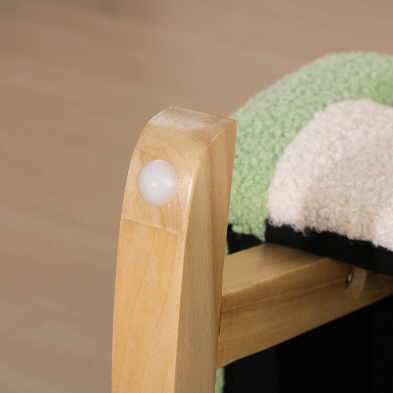 Durable Wooden Frame with Soft Faux Lamb Fleece for Nurseries and Playrooms - Green
