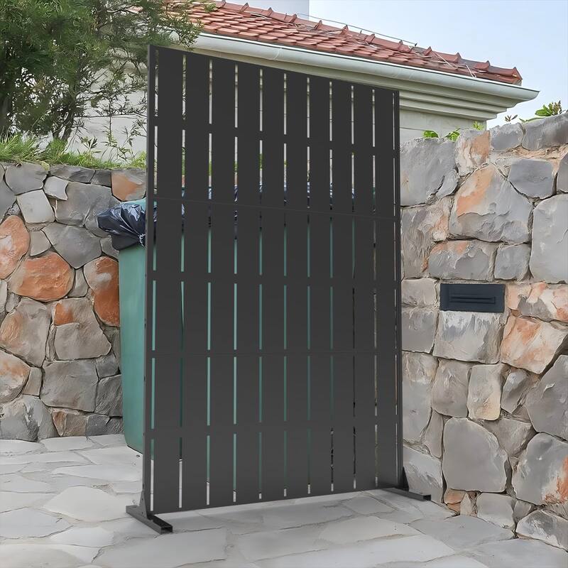 Metal Privacy Screen Outdoor Privacy Panels 72"H x 47"W, Freestanding Patio Divider for Garden, Deck, Balcony, Backyard