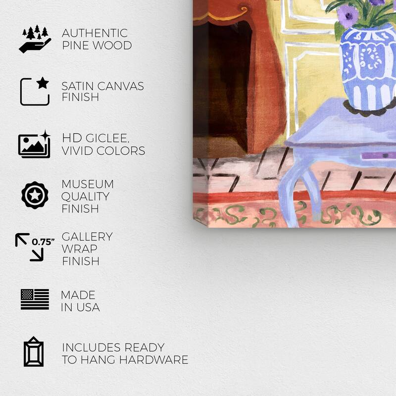 Wynwood Studio Canvas Floral and Botanical Corner of Our Living Room Yellow Wall Art Canvas Print