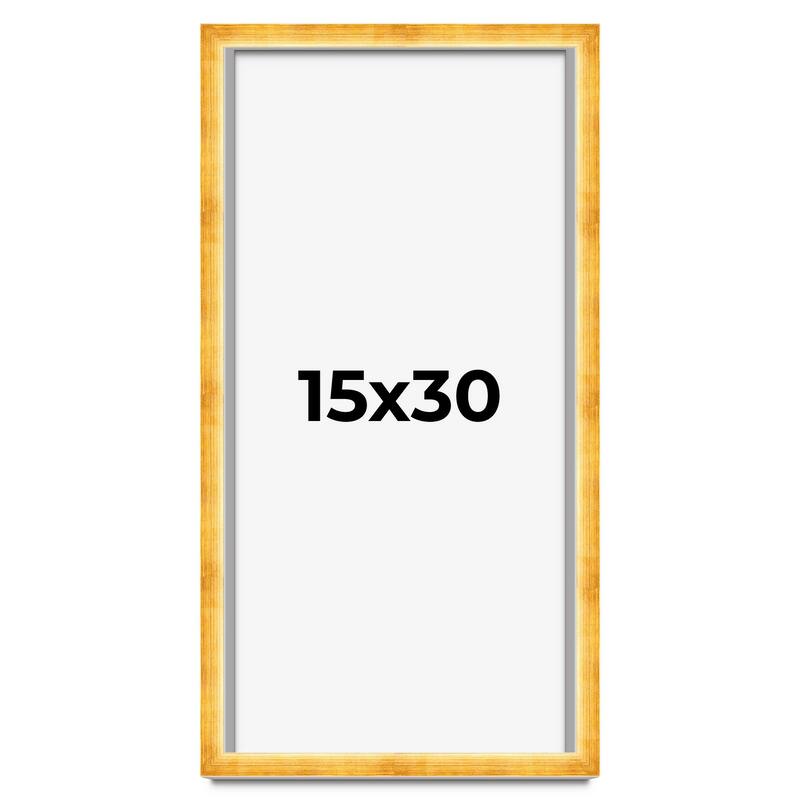 15x30 Shadow Box Frame Gold | 1.625 Inches Deep Real Wood Traditional