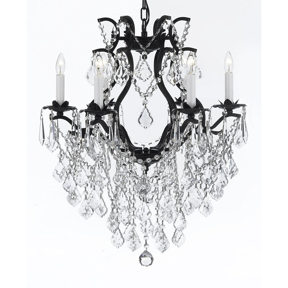 Swarovski Crystal Trimmed Chandelier! Wrought Iron Crystal Chandelier Chandeliers Lighting - Chandeliers For Bedrooms by Overstock.com