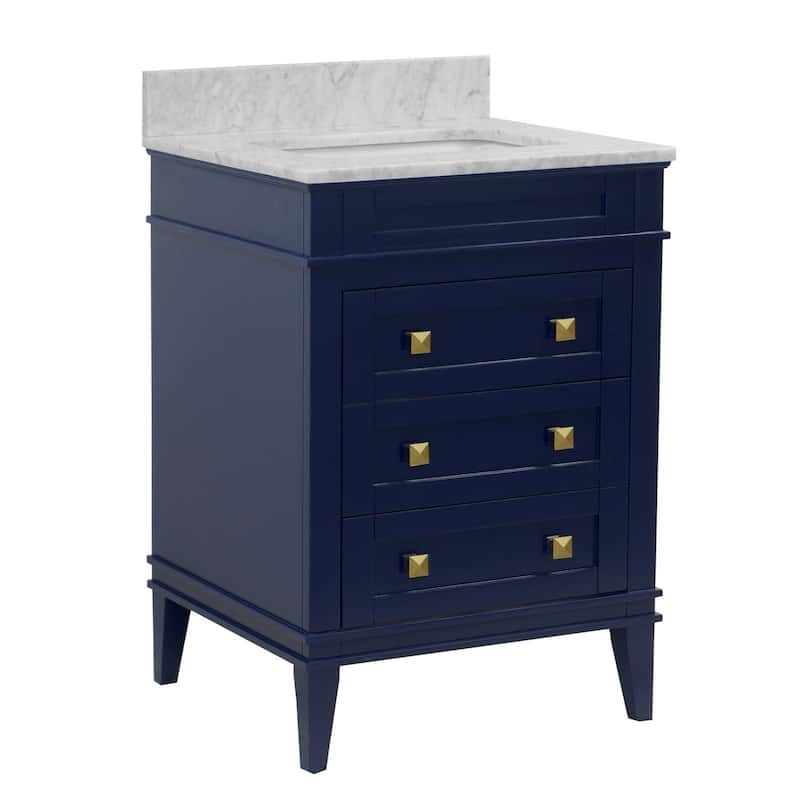 KitchenBathCollection Eleanor 24" Bathroom Vanity with Carrara Marble Top