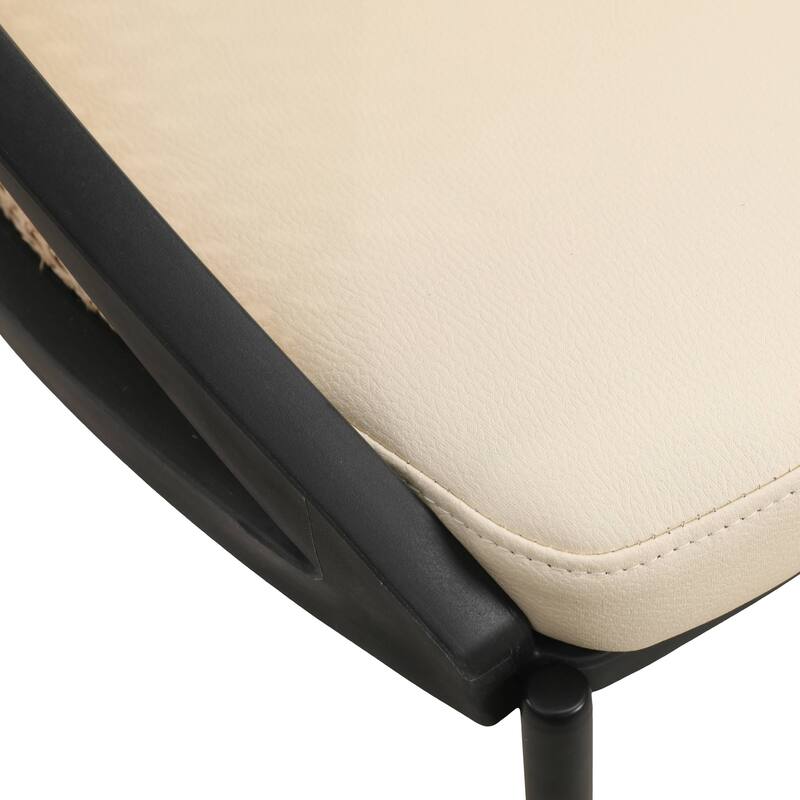 Urbane Modern Stylish Dining Chair with Vinyl Fabric Seat and Wicker Back for Dining Room & Kitchen, Set of 4